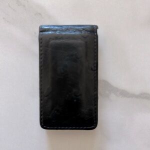 Vintage Black El Portal Genuine Leather  Money Clip Made In USA